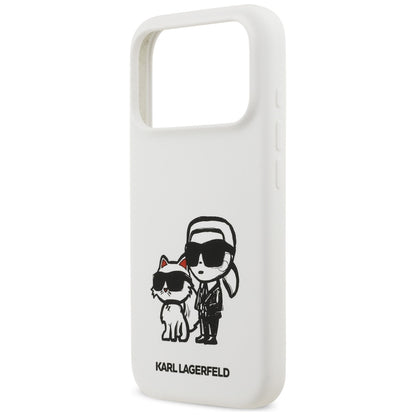 Tok Apple iPhone 17 Pro-hoz, Karl Lagerfeld, Sketch and Logo Karl & Choupette, Fehér