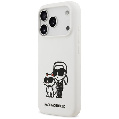 Tok Apple iPhone 17 Pro-hoz, Karl Lagerfeld, Sketch and Logo Karl & Choupette, Fehér