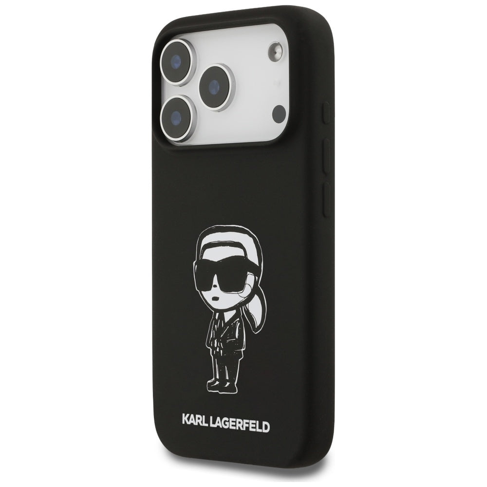 Tok a Apple iPhone 17 Pro-hoz, Karl Lagerfeld, Sketch and Logo Karl, Fekete