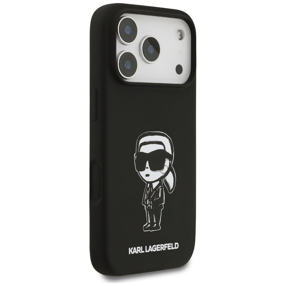 Tok a Apple iPhone 17 Pro-hoz, Karl Lagerfeld, Sketch and Logo Karl, Fekete