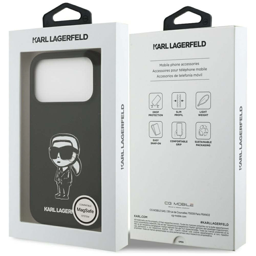 Tok a Apple iPhone 17 Pro-hoz, Karl Lagerfeld, Sketch and Logo Karl, Fekete
