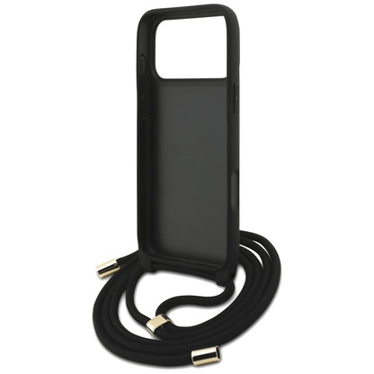 Tok a Apple iPhone 17 Pro Max-hoz, Guess, 4G CBDY Nagy Logóval és Zsinóros Pánttal, Barna