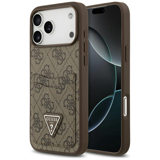 Tok Apple iPhone 17 Pro Max-hoz, Guess, 4G Double Card Triangle, Barna
