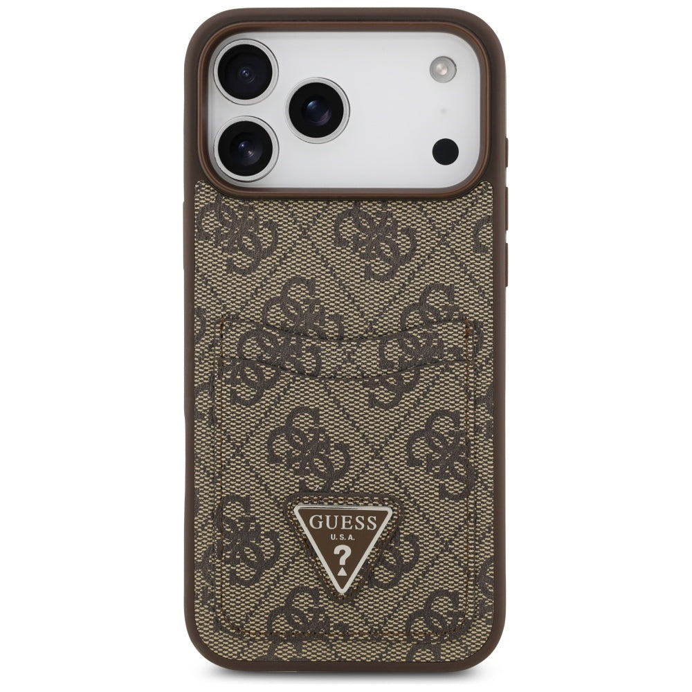 Tok Apple iPhone 17 Pro Max-hoz, Guess, 4G Double Card Triangle, Barna