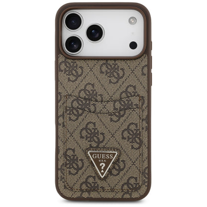 Tok Apple iPhone 17 Pro Max-hoz, Guess, 4G Double Card Triangle, Barna