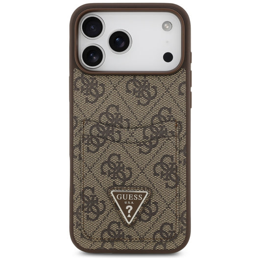 Tok Apple iPhone 17 Pro Max-hoz, Guess, 4G Double Card Triangle, Barna