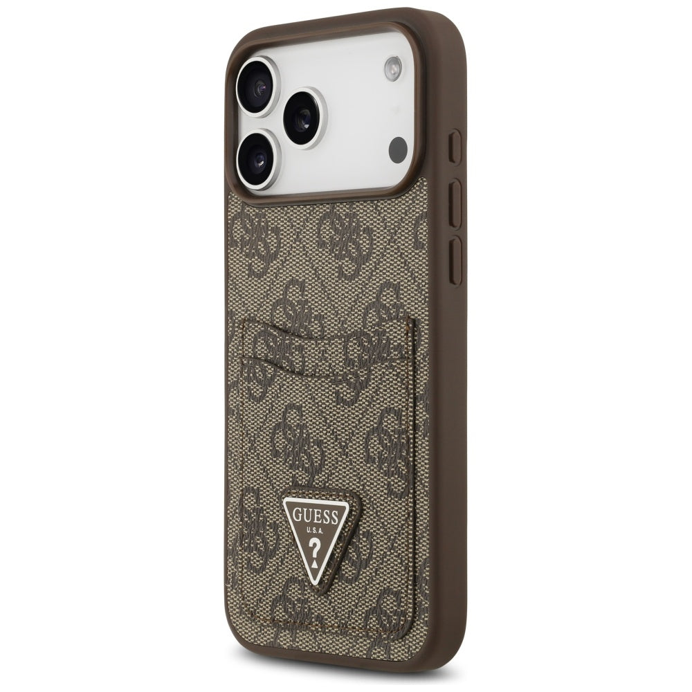 Tok Apple iPhone 17 Pro Max-hoz, Guess, 4G Double Card Triangle, Barna