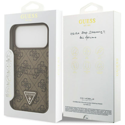 Tok Apple iPhone 17 Pro Max-hoz, Guess, 4G Double Card Triangle, Barna