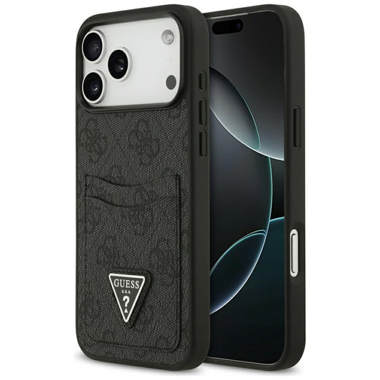 Tok a Apple iPhone 17 Pro Max-hoz, Guess, 4G Double Card Triangle, Fekete