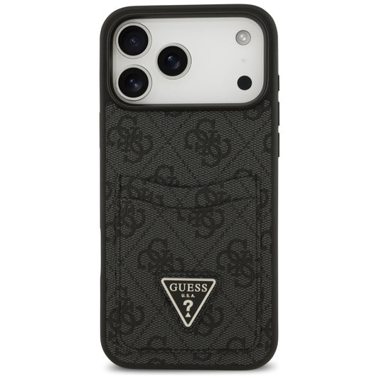 Tok a Apple iPhone 17 Pro Max-hoz, Guess, 4G Double Card Triangle, Fekete