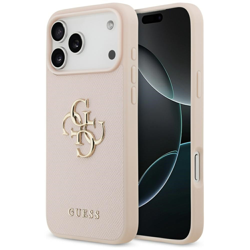 Tok Apple iPhone 17 Pro Max-hoz, Guess, 4G Grained Big and Classic Logo, Rózsaszín