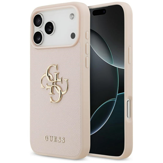 Tok Apple iPhone 17 Pro Max-hoz, Guess, 4G Grained Big and Classic Logo, Rózsaszín