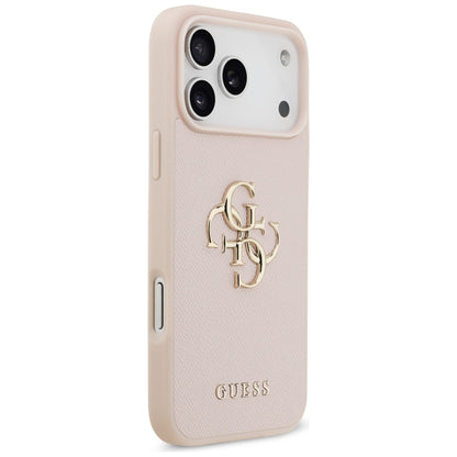 Tok Apple iPhone 17 Pro Max-hoz, Guess, 4G Grained Big and Classic Logo, Rózsaszín