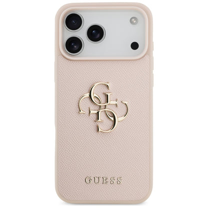Tok Apple iPhone 17 Pro Max-hoz, Guess, 4G Grained Big and Classic Logo, Rózsaszín
