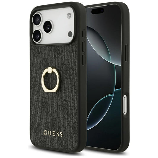 Tok Apple iPhone 17 Pro Max-hoz, Guess, 4G Ring Stand, Fekete