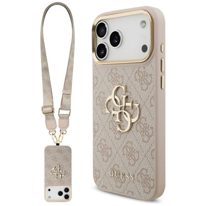 Tok Apple iPhone 17 Pro Max-hoz, Guess, Big 4G Classic Logo with Big Strap, Rózsaszín
