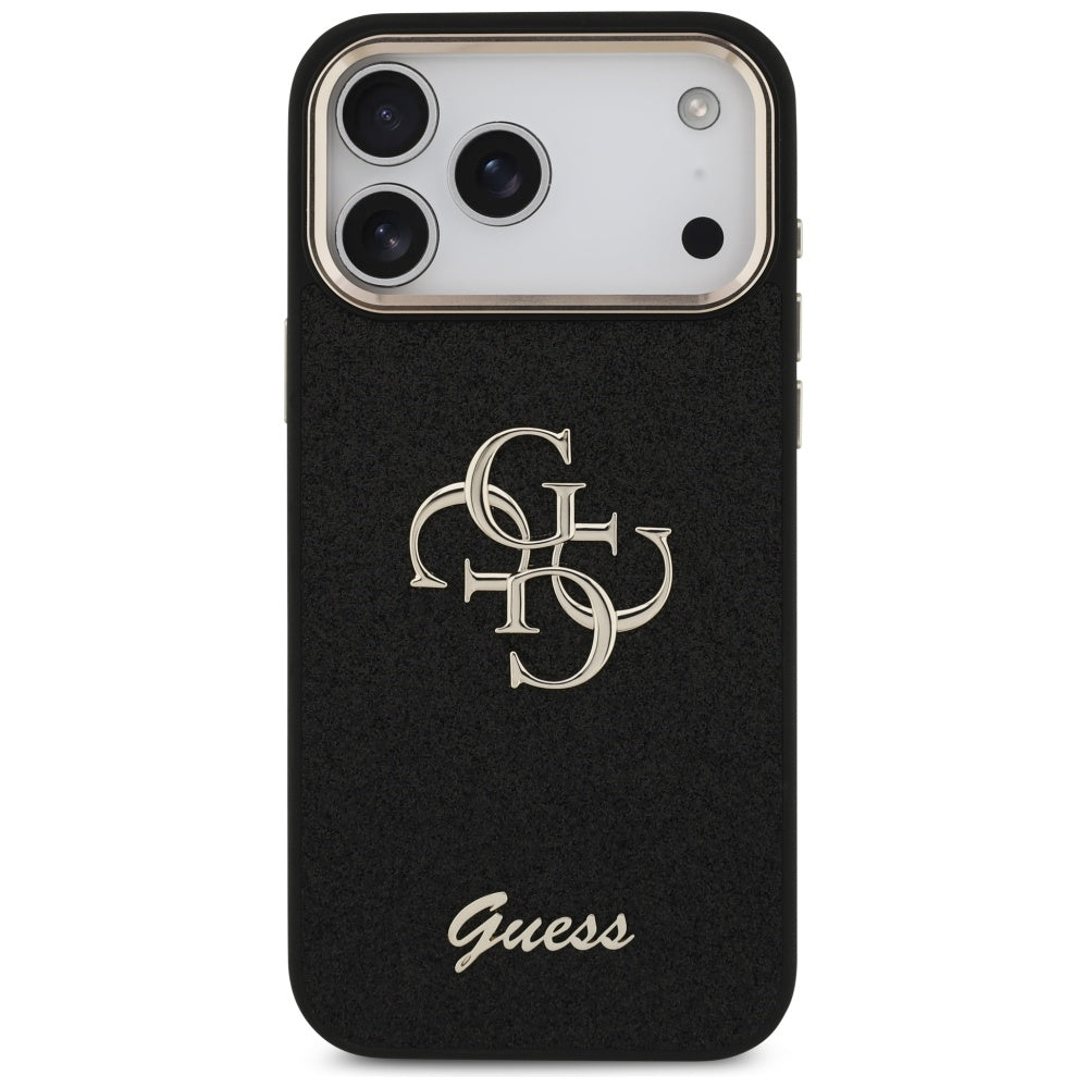 Tok Apple iPhone 17 Pro Max-hoz, Guess, Fixed Glitter Big 4G Metal Frame, Fekete