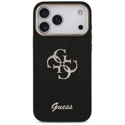 Tok Apple iPhone 17 Pro Max-hoz, Guess, Fixed Glitter Big 4G Metal Frame, Fekete