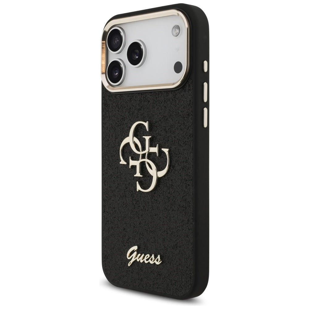 Tok Apple iPhone 17 Pro Max-hoz, Guess, Fixed Glitter Big 4G Metal Frame, Fekete