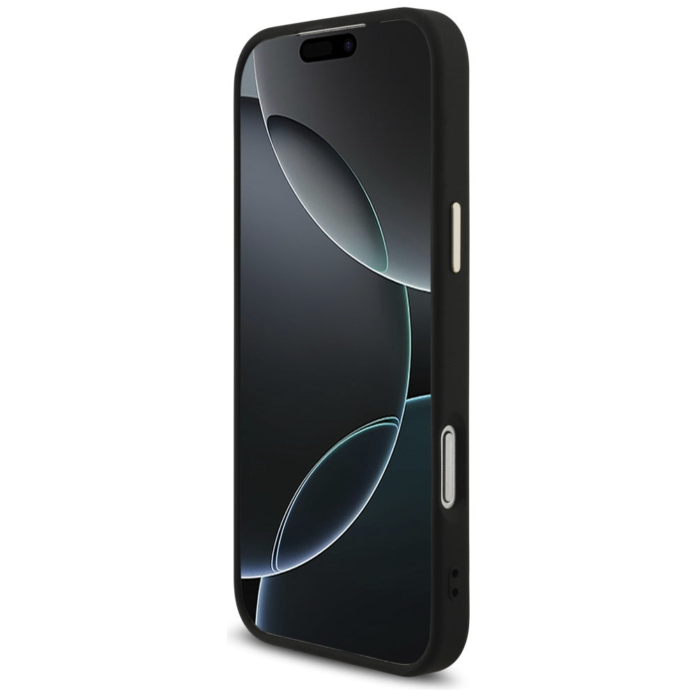 Tok Apple iPhone 17 Pro Max-hoz, Guess, Fixed Glitter Big 4G Metal Frame, Fekete