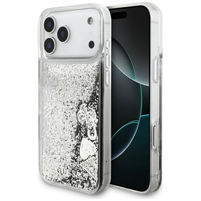 Tok a Apple iPhone 17 Pro Max-hoz, Guess, Liquid Glitter Charms, Ezüst