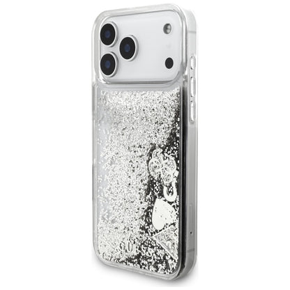 Tok a Apple iPhone 17 Pro Max-hoz, Guess, Liquid Glitter Charms, Ezüst
