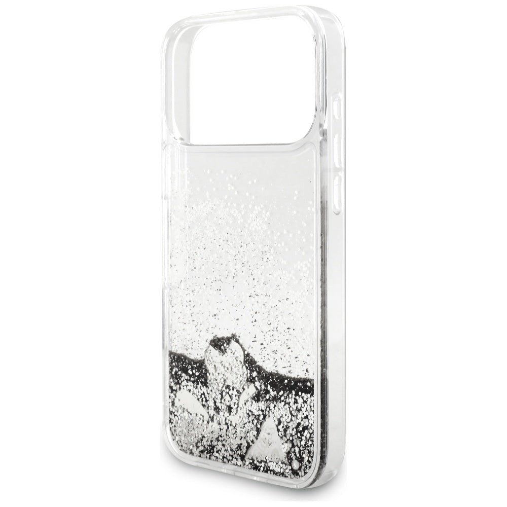 Tok a Apple iPhone 17 Pro Max-hoz, Guess, Liquid Glitter Charms, Ezüst