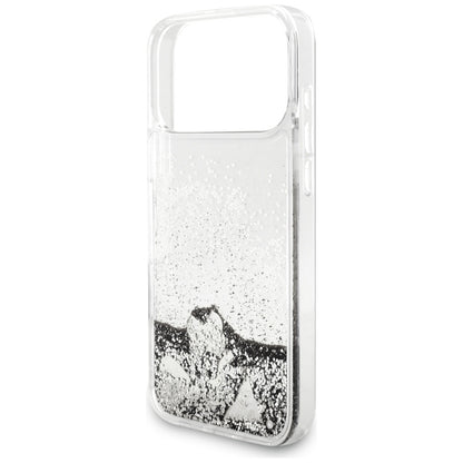 Tok a Apple iPhone 17 Pro Max-hoz, Guess, Liquid Glitter Charms, Ezüst