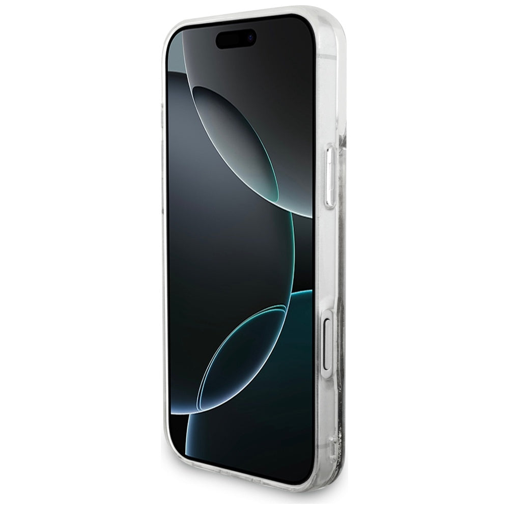 Tok a Apple iPhone 17 Pro Max-hoz, Guess, Liquid Glitter Charms, Ezüst