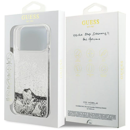 Tok a Apple iPhone 17 Pro Max-hoz, Guess, Liquid Glitter Charms, Ezüst