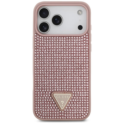Tok a Apple iPhone 17 Pro Max-hoz, Guess, Rhinestone Triangle Logo, Rózsaszín