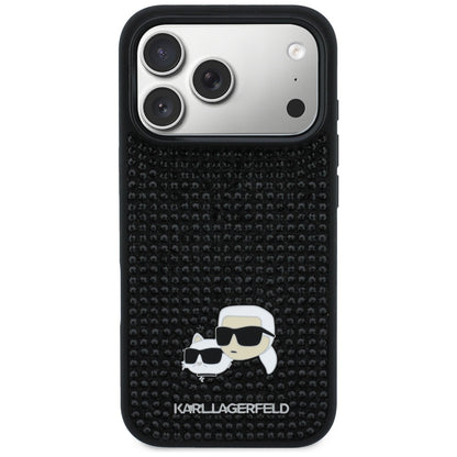 Tok Apple iPhone 17 Pro Max-hoz, Karl Lagerfeld, Rhinestone Karl & Choupette Pins, Fekete