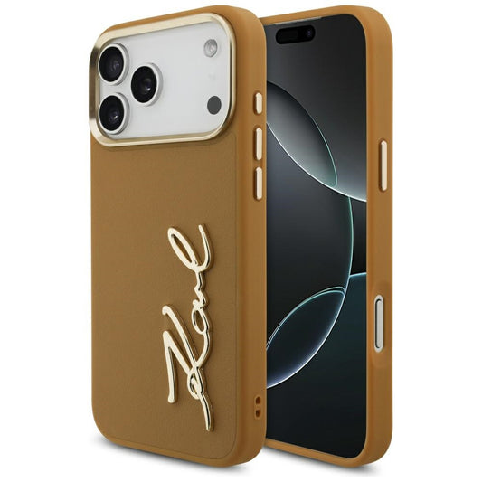Tok Apple iPhone 17 Pro Max-hoz, Karl Lagerfeld, Script Logo, Barna