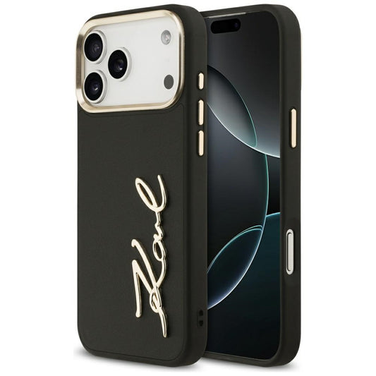 Tok Apple iPhone 17 Pro Max-hoz, Karl Lagerfeld, Script Logo, Fekete