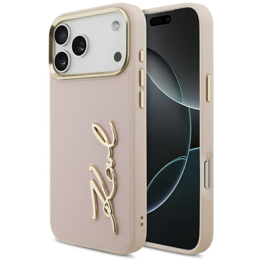Tok a Apple iPhone 17 Pro Max-hoz, Karl Lagerfeld, Script Logo, Rózsaszín