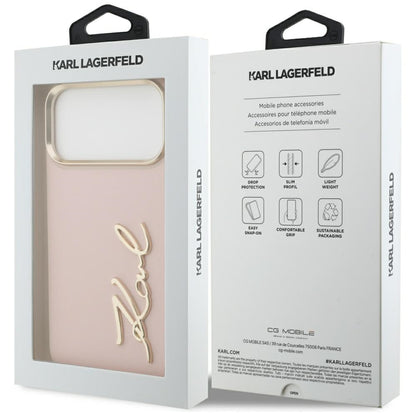 Tok a Apple iPhone 17 Pro Max-hoz, Karl Lagerfeld, Script Logo, Rózsaszín