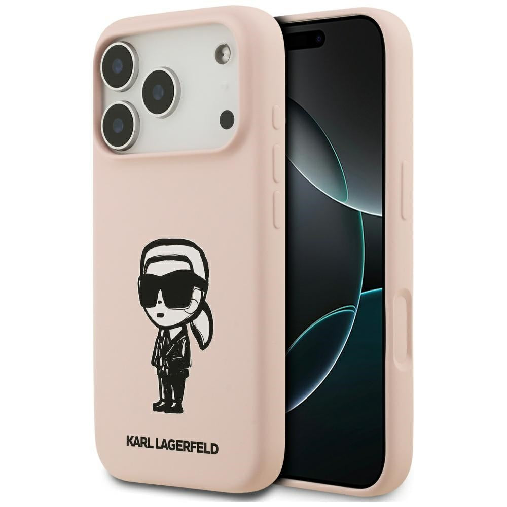 Tok Apple iPhone 17 Pro Max-hoz, Karl Lagerfeld, Sketch és Karl logó, Rózsaszín