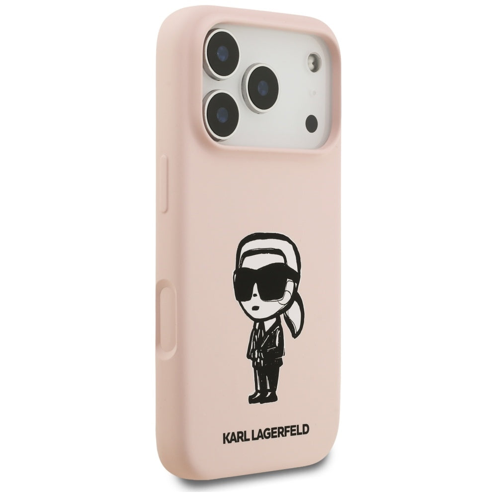Tok Apple iPhone 17 Pro Max-hoz, Karl Lagerfeld, Sketch és Karl logó, Rózsaszín