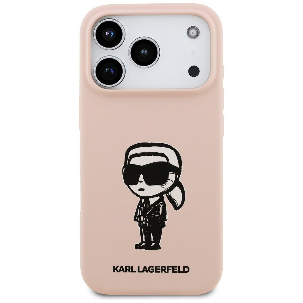 Tok Apple iPhone 17 Pro Max-hoz, Karl Lagerfeld, Sketch és Karl logó, Rózsaszín
