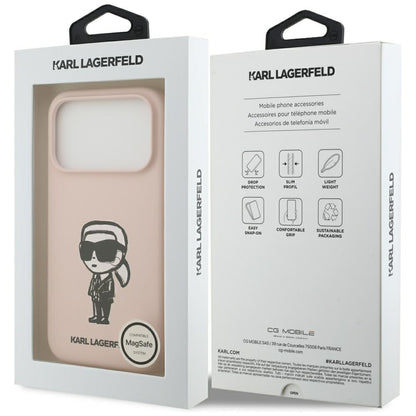 Tok Apple iPhone 17 Pro Max-hoz, Karl Lagerfeld, Sketch és Karl logó, Rózsaszín