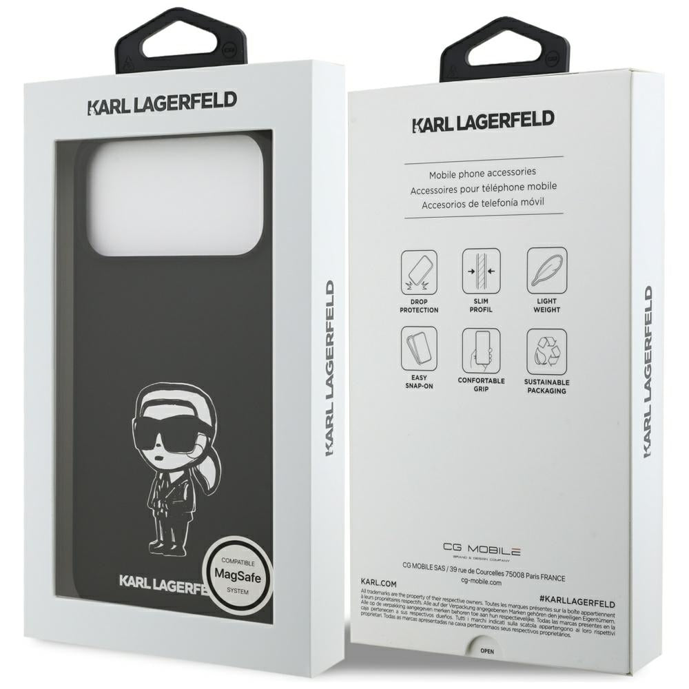 Tok a Apple iPhone 17 Pro Max-hoz, Karl Lagerfeld, Sketch and Logo Karl, Fekete