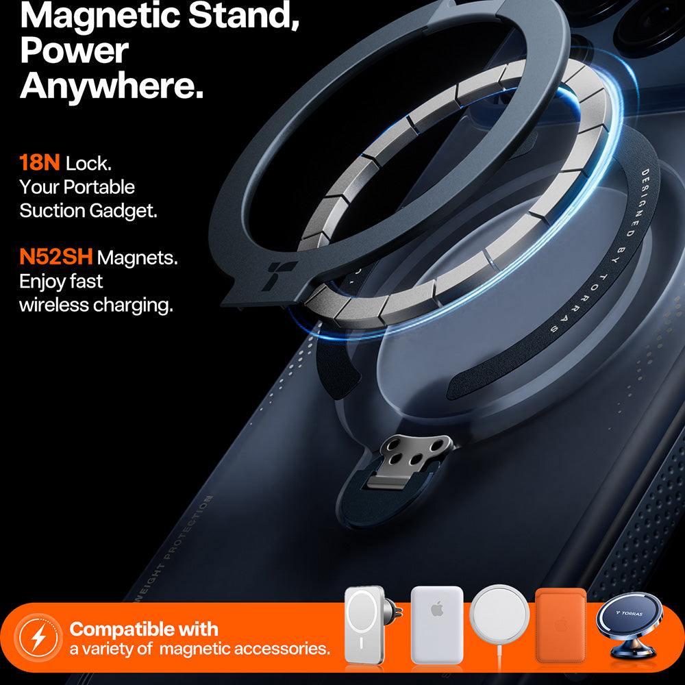 Tok Apple iPhone 17 Pro Max-hoz, Torras, Ostand Spin Air, Kék