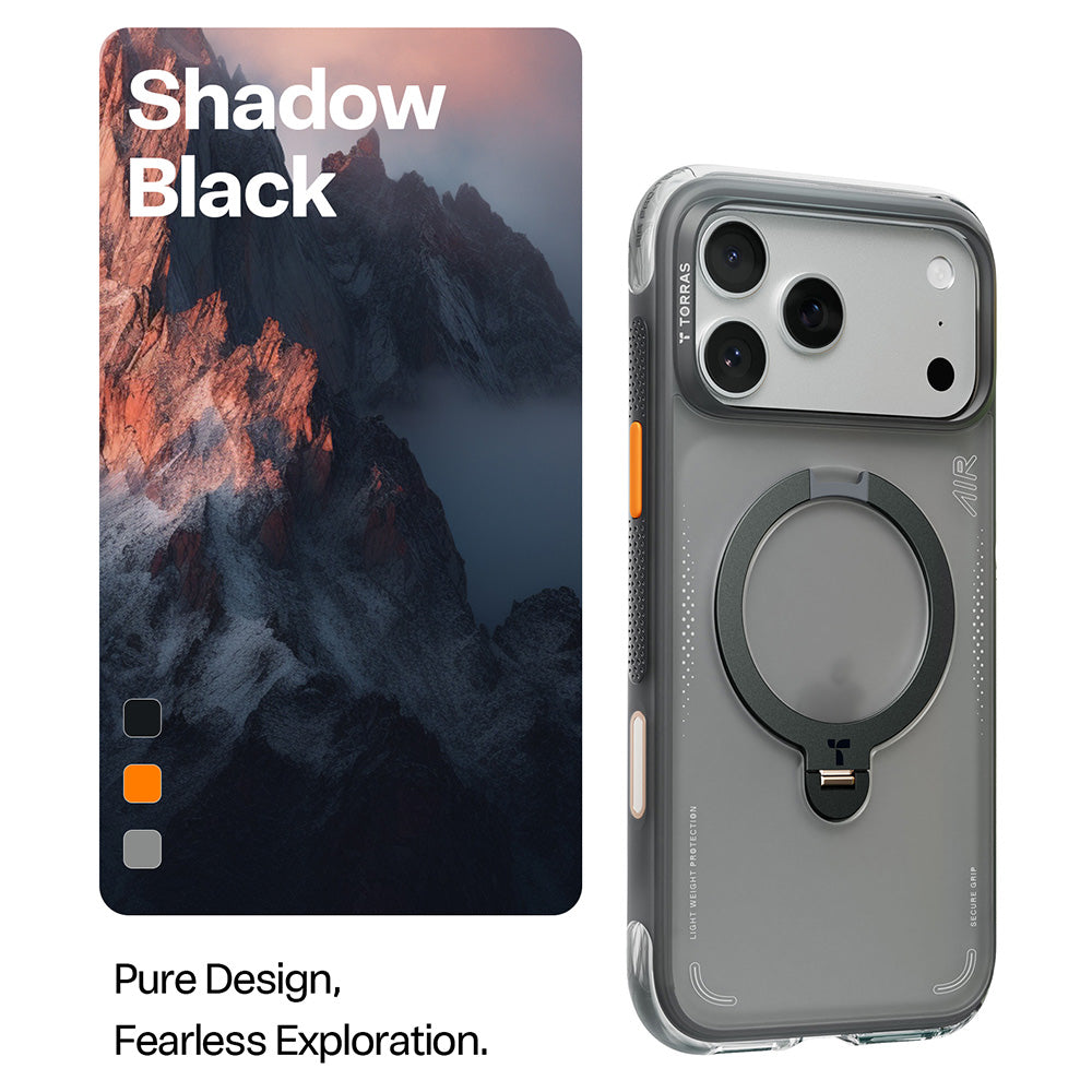 Tok Apple iPhone 17 Pro Max-hoz, Torras, Ostand Spin Air, Szürke