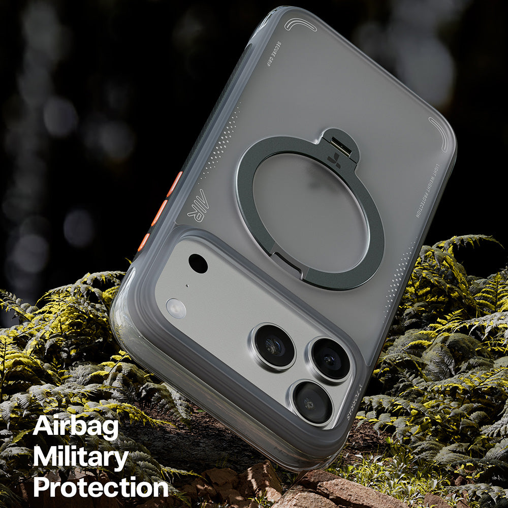 Tok Apple iPhone 17 Pro Max-hoz, Torras, Ostand Spin Air, Szürke