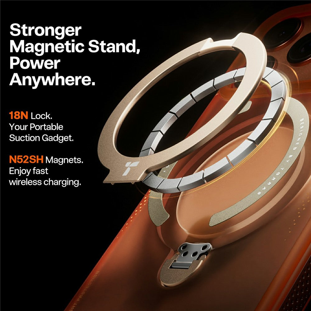 Tok Apple iPhone 17 Pro Max-hoz, Torras, Ostand Spin Air, Narancssárga