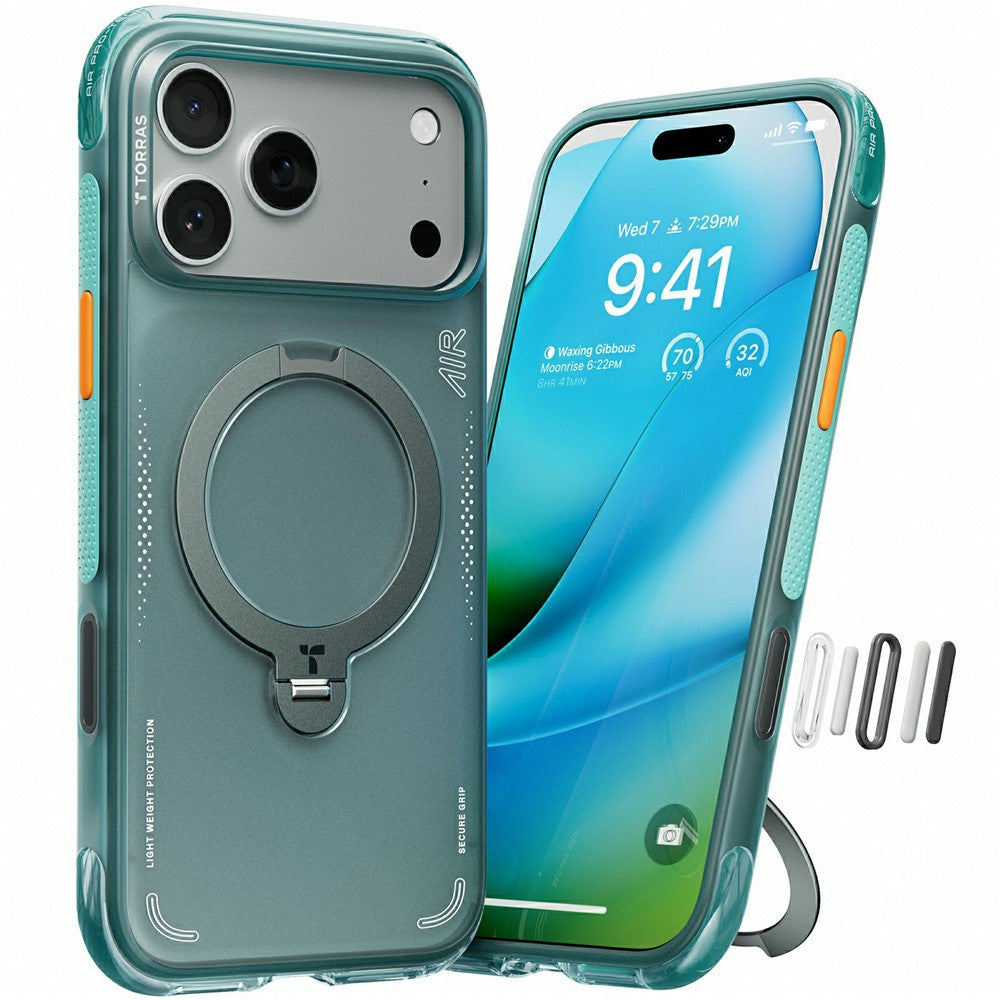Case for Apple iPhone 17 Pro Max, Torras, Ostand Spin Air, Green