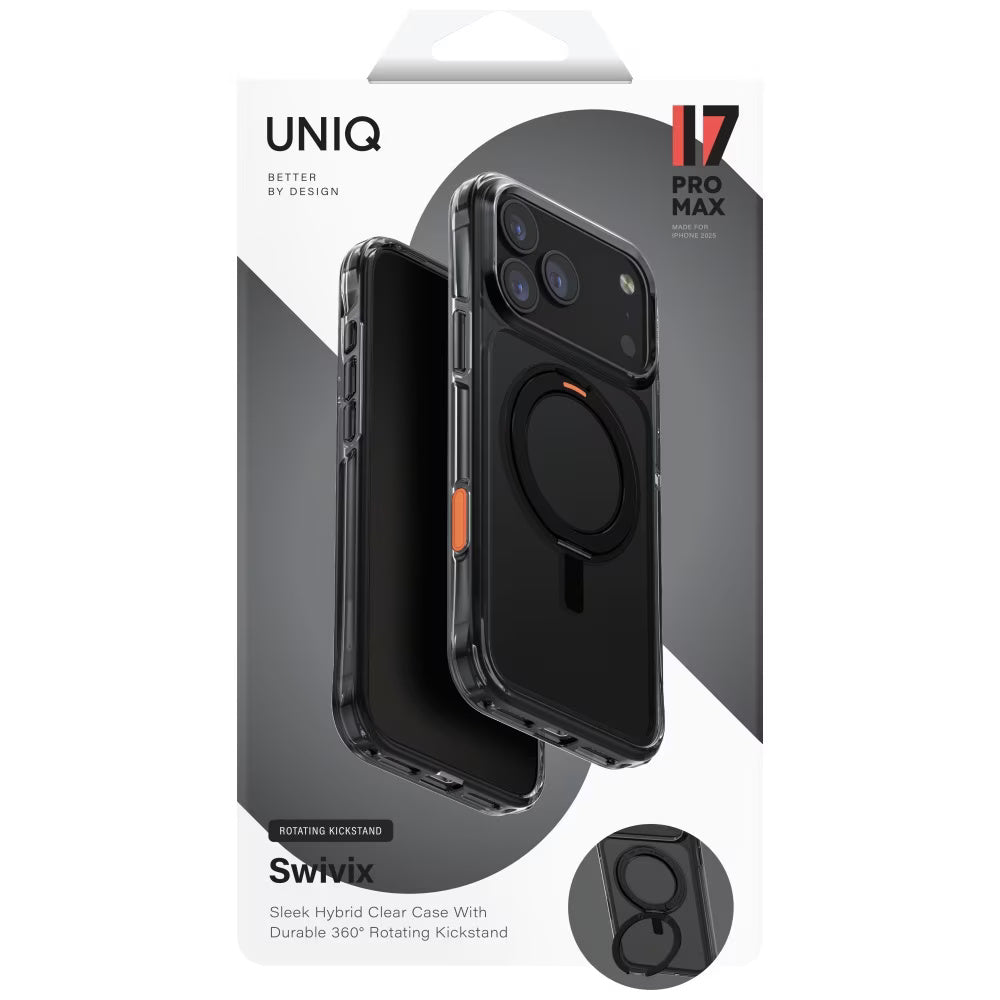 Tok Apple iPhone 17 Pro Max-hoz, UNIQ, Swivix, Fekete