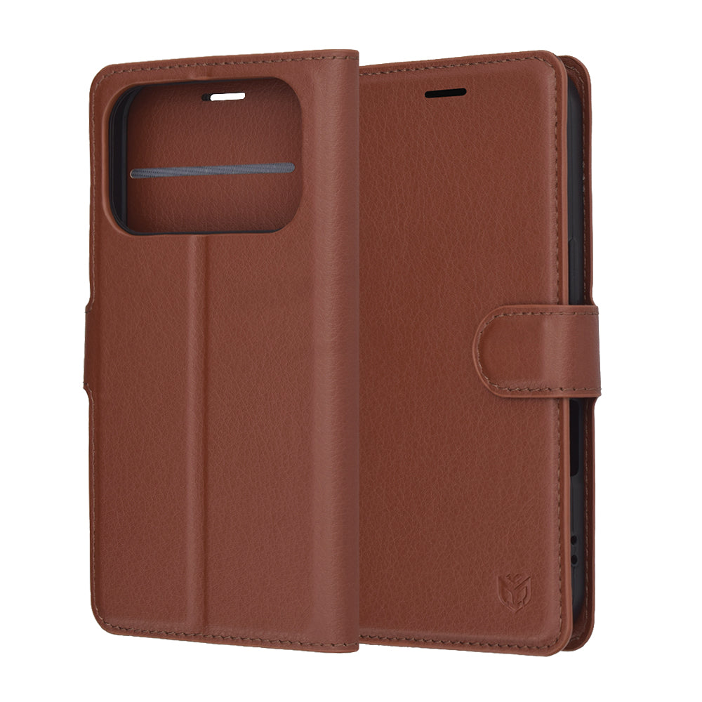 Tok Apple iPhone 17 Pro-hoz, Techsuit, Leather Folio, Barna