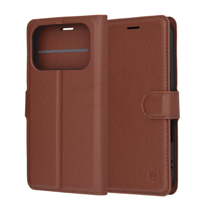 Tok Apple iPhone 17 Pro-hoz, Techsuit, Leather Folio, Barna
