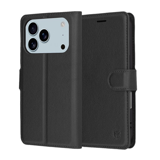 Tok Apple iPhone 17 Pro-hoz, Techsuit, Leather Folio, Fekete